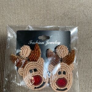 Rudolph Seed Bead Christmas Pierced Earrings. Brand new in original package. 🎄